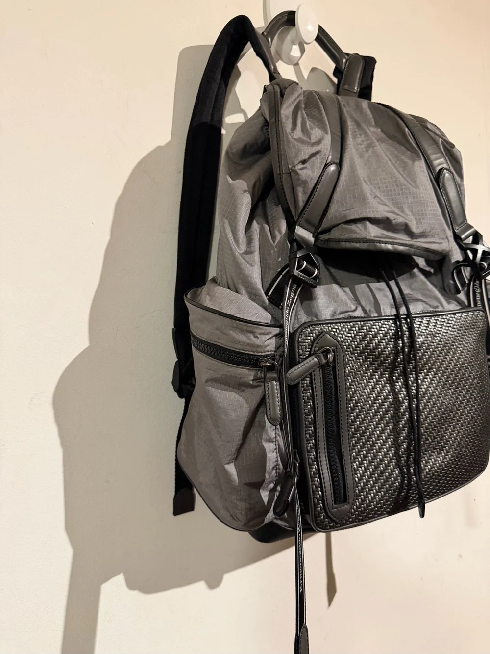 Zegna Gray Men's Utility Backpack with carbon  Front Pocket